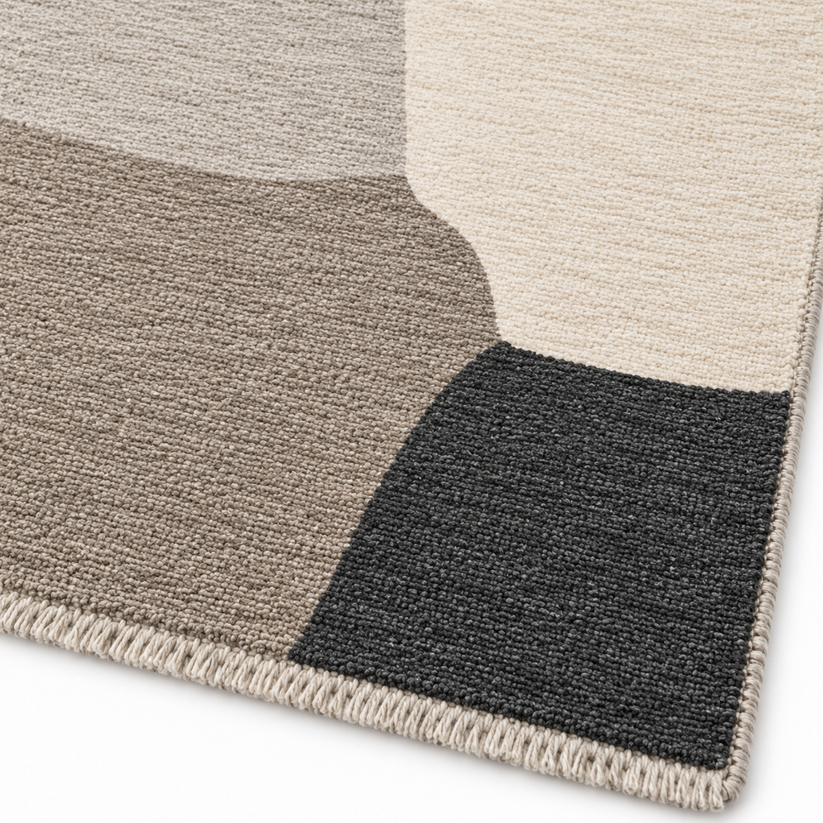 Blomarea Abstract Block Area Rug – Cream, Taupe & Charcoal Geometric Floor Décor