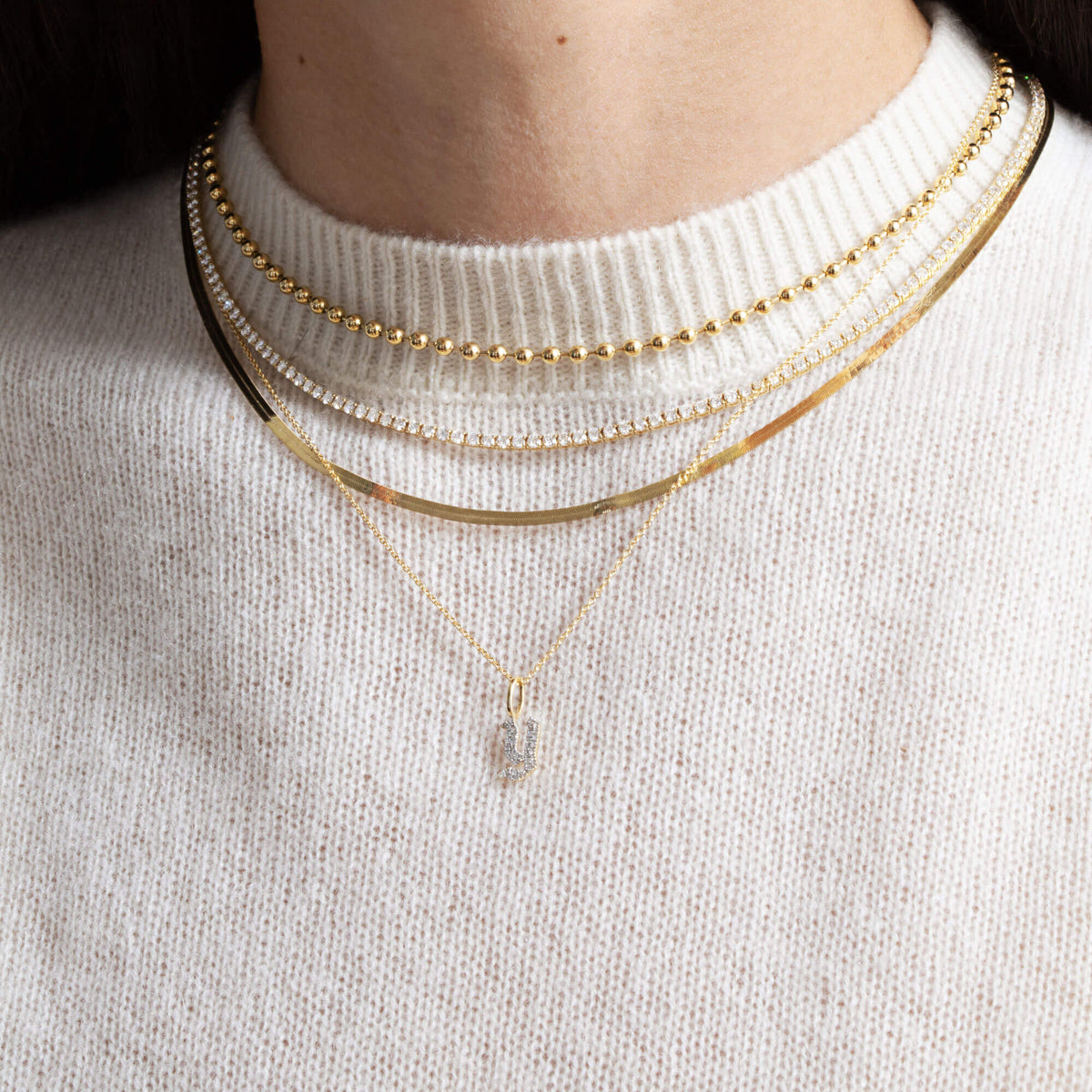 Unflippable Tennis Necklace in Yellow Gold
