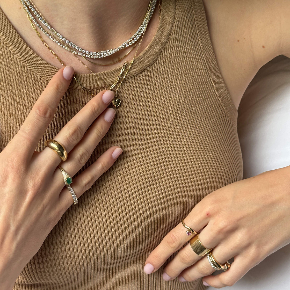 Unflippable Tennis Necklace in Yellow Gold