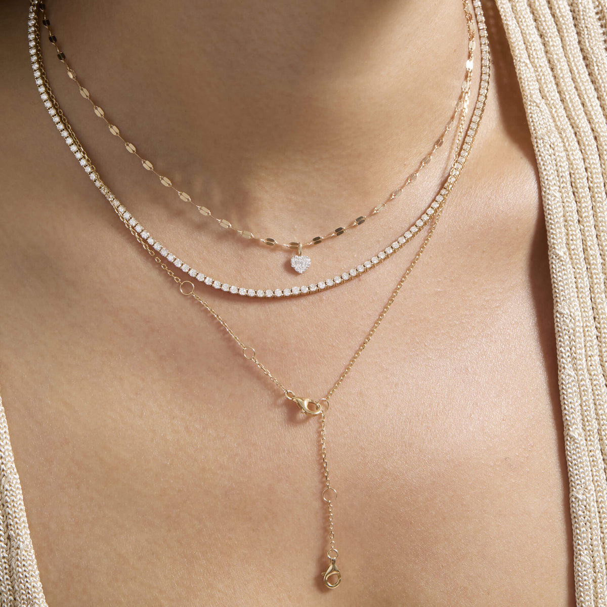 Unflippable Tennis Necklace in Yellow Gold