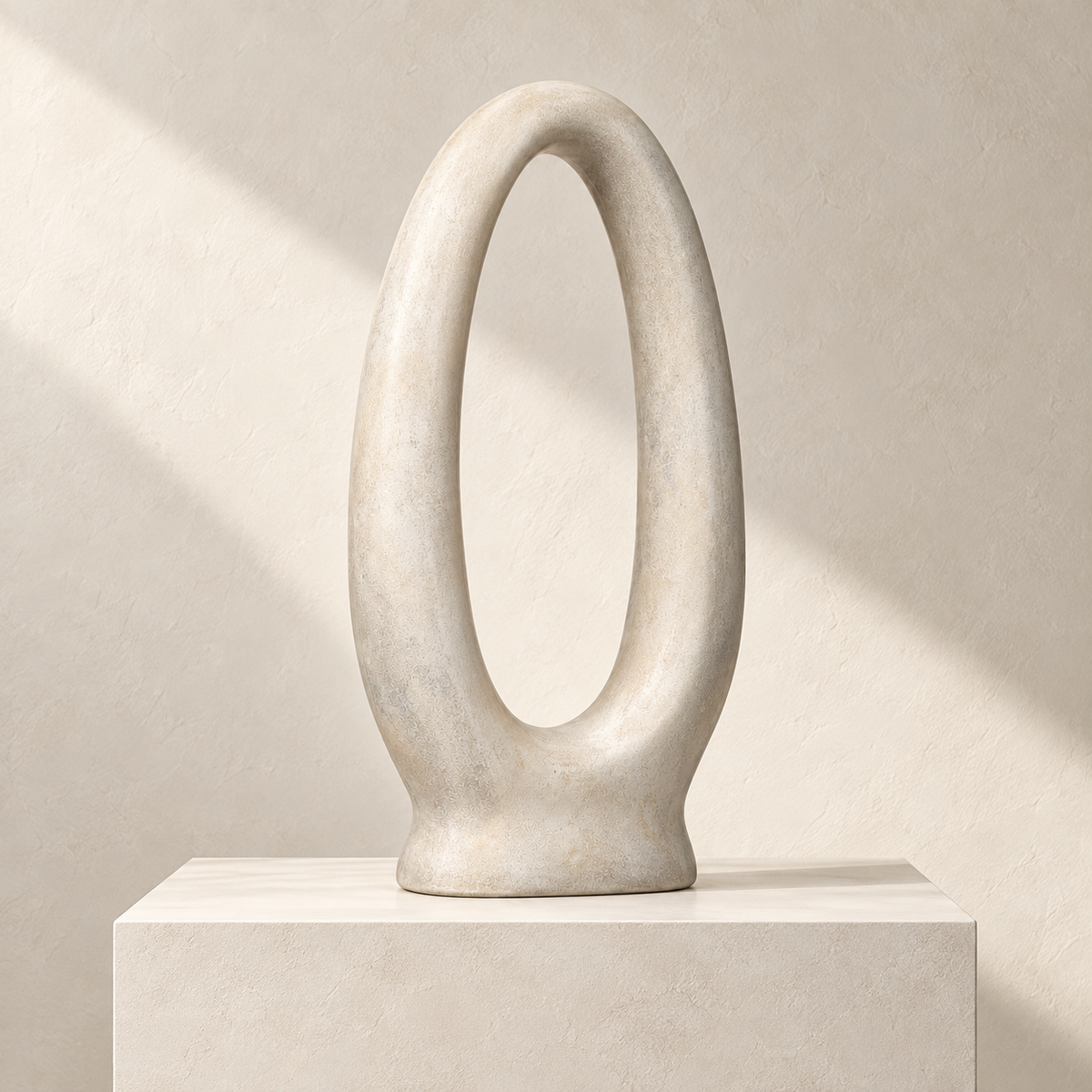 Blomarea Sculptural Oval Loop Décor – Cream Abstract Decorative Object