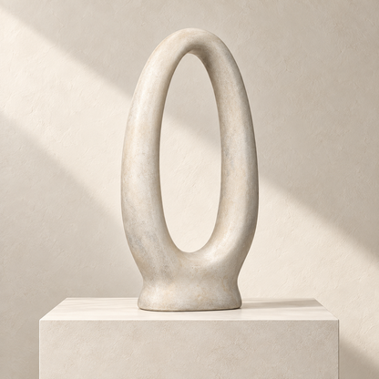 Blomarea Sculptural Oval Loop Décor – Cream Abstract Decorative Object