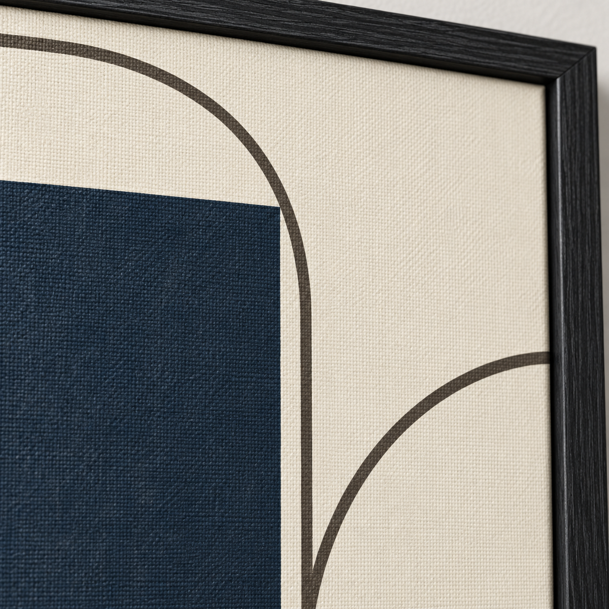Blomarea Modern Geometric Framed Wall Art – Navy, Cream & Charcoal Abstract Design