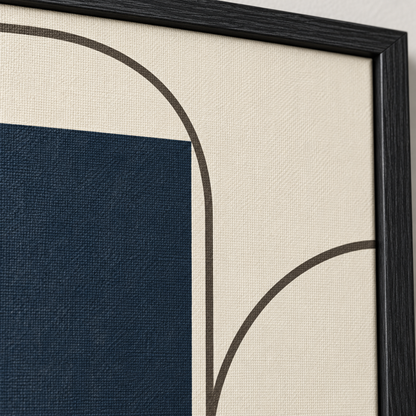 Blomarea Modern Geometric Framed Wall Art – Navy, Cream & Charcoal Abstract Design