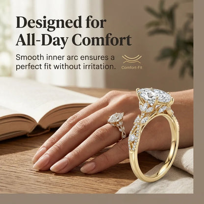 [90%] Marquise Lab-Grown Diamond Ring | Slimming Elegance Twisted Vine Ring in 18K Gold--Last Day Sale-90% OFF🔥