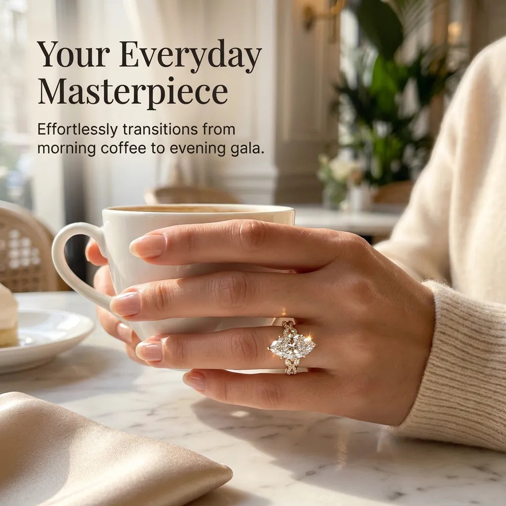 [90%] Marquise Lab-Grown Diamond Ring | Slimming Elegance Twisted Vine Ring in 18K Gold--Last Day Sale-90% OFF🔥