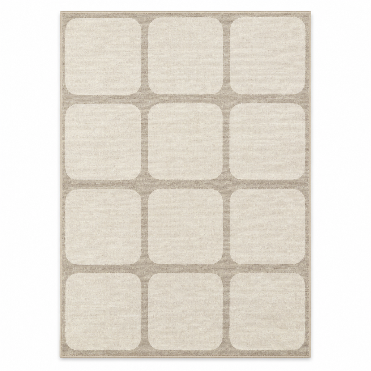 Blomarea Rounded Grid Area Rug – Cream & Beige Geometric Floor Décor