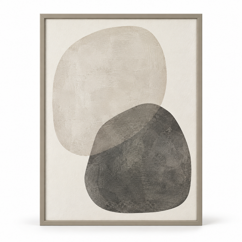 Blomarea Neutral Abstract Framed Wall Art – Organic Shape Design in Beige & Charcoal