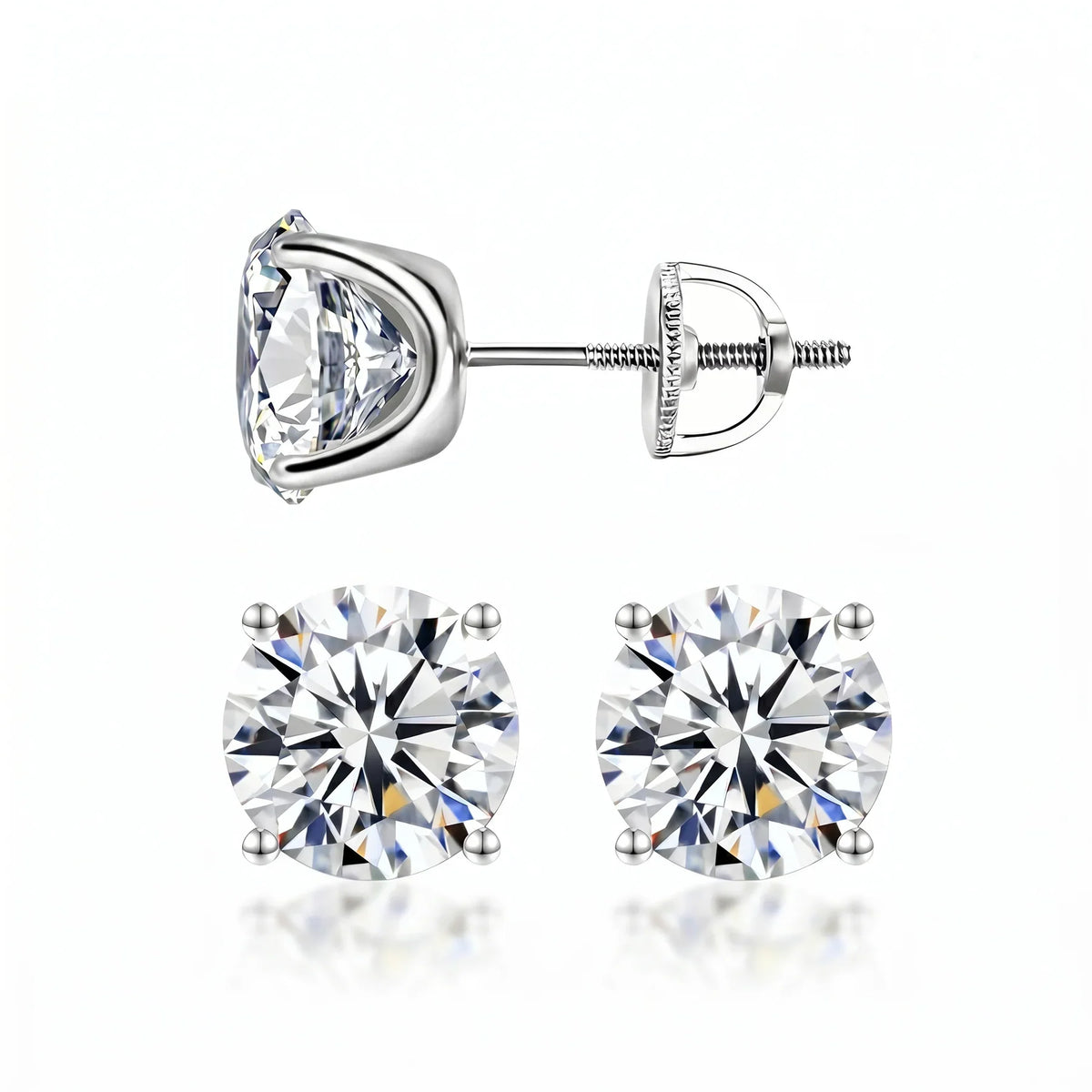 [90% off – today only!] 1-6.00 CTW Classic Round Lab-Created Diamond Stud Earrings - Secure 4-Prong & Hypoallergenic-Last Day Sale🔥90% OFF