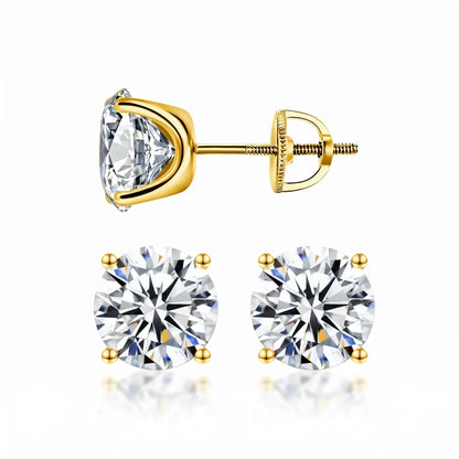 [90% off – today only!] 1-6.00 CTW Classic Round Lab-Created Diamond Stud Earrings - Secure 4-Prong & Hypoallergenic-Last Day Sale🔥90% OFF