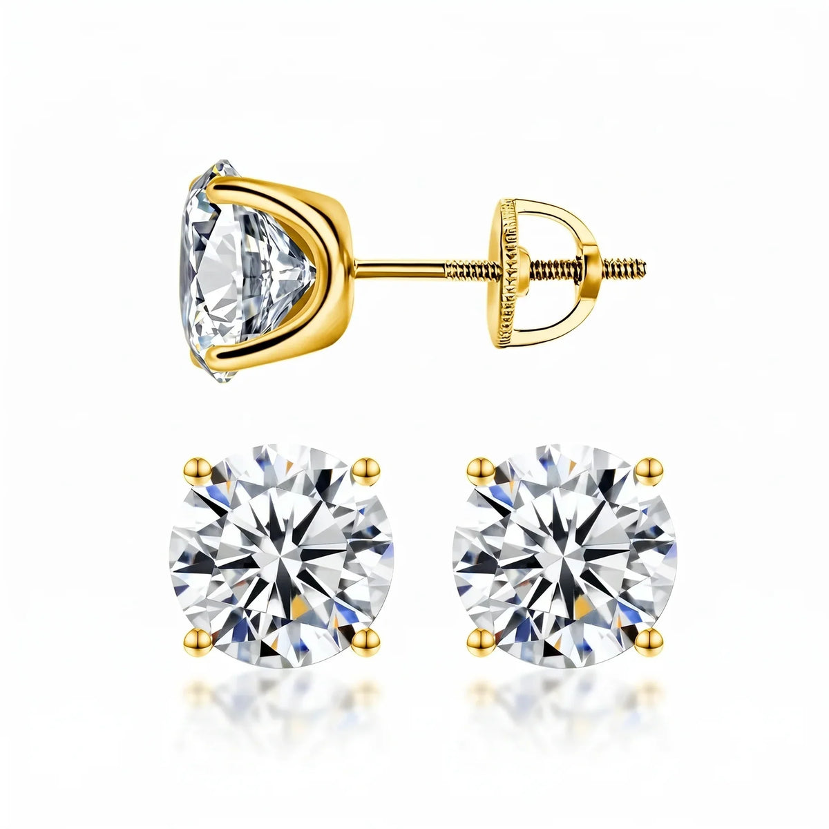 [new earrings] 1-6.00 CTW Classic Round Lab-Created Diamond Stud Earrings - Secure 4-Prong & Hypoallergenic-Last Day Sale🔥90% OFF
