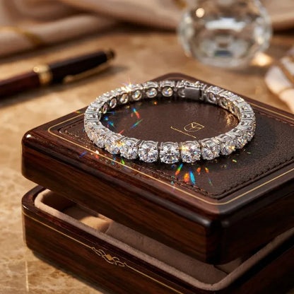 [new bracelet] Classic 4mm D-Color Moissanite Tennis Bracelet – 14K Gold Plated with Double Safety Clasp-Last Day Sale-90% OFF🔥