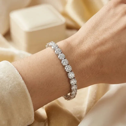 [Last day – 90% off!] Classic 4mm D-Color Moissanite Tennis Bracelet – 14K Gold Plated with Double Safety Clasp-Last Day Sale-90% OFF🔥
