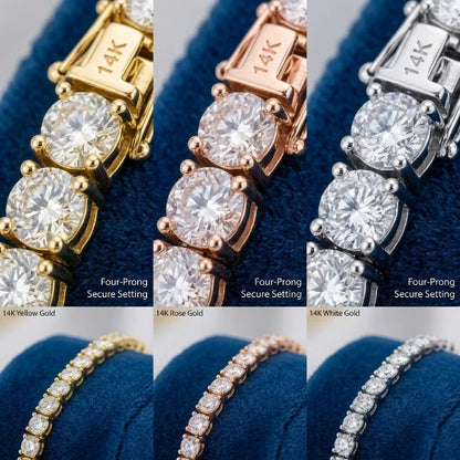 [Last day – 90% off!] Classic 4mm D-Color Moissanite Tennis Bracelet – 14K Gold Plated with Double Safety Clasp-Last Day Sale-90% OFF🔥