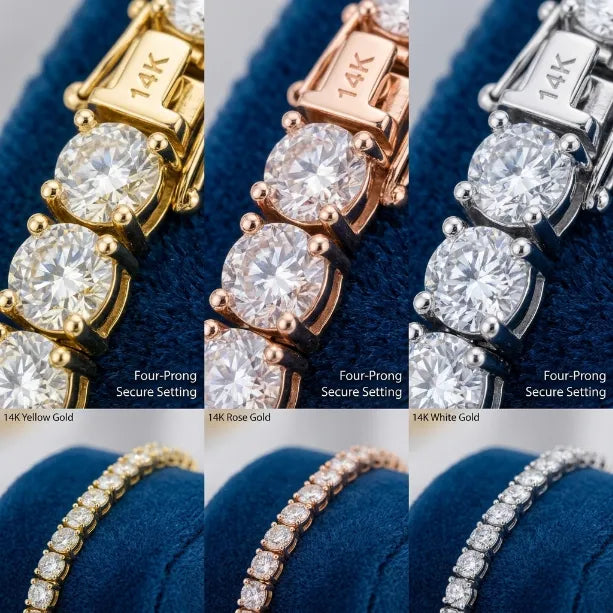 [new bracelet] Classic 4mm D-Color Moissanite Tennis Bracelet – 14K Gold Plated with Double Safety Clasp-Last Day Sale-90% OFF🔥