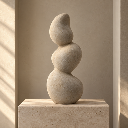 Blomarea Organic Balance Sculpture – Beige Abstract Decorative Object